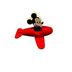 French Wooden Mickey Mouse In A Plane Made By Vilac 7”